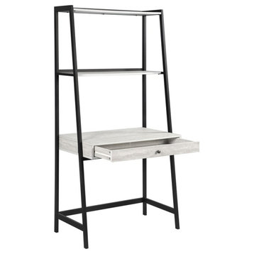 Coaster Pinckard 1-drawer Metal Ladder Desk Gray Stone Herringbone and Black