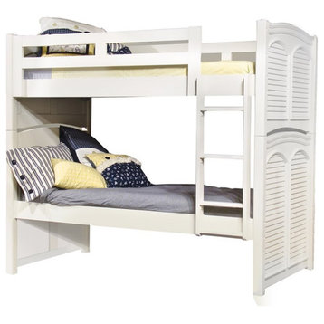 Cottage Traditions Solid Wood Twin Bunk Bed in Eggshell White