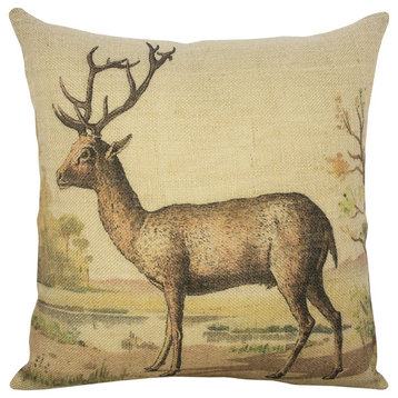 Deer Burlap Pillow
