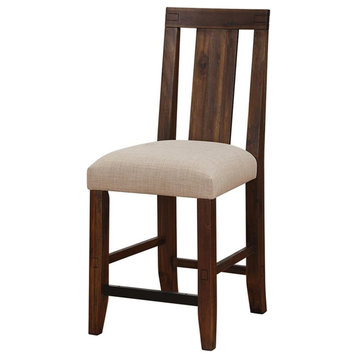 Bowery Hill Traditional Wood 24" Counter Stool in Brick Brown (Set of 2)