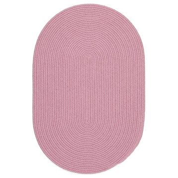Lullaby Childrens Solid Braided Rug Solid Pink 7'x9' Oval