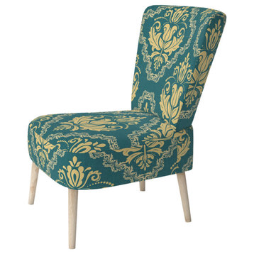Green Orient Damask Chair, Side Chair