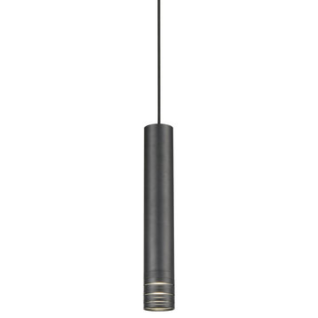 Milca Single Lamp Pendant, Black, 2.375"Dx14.625"H