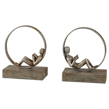 Uttermost Lounging Reader Antique Bookends Set of 2