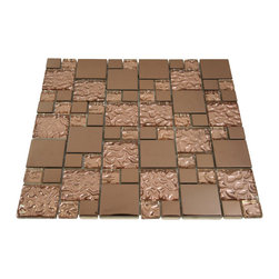 Copper Raindrop and Copper Metallic Square Glass Mosaic Tiles - Home Accessories & Decor