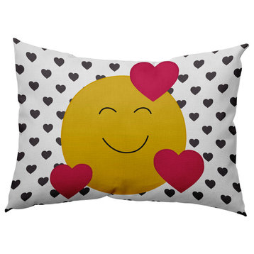 Love Emoji Decorative Throw Pillow, Dark Gray, 14"x20"