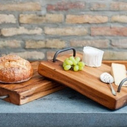 Wooden Farmhouse Cutting Board with Iron Handles - Cutting Boards