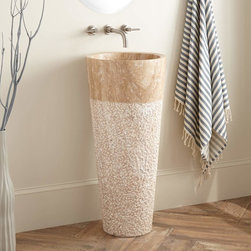 WINCHESTER BEIGE TRAVERTINE PEDESTAL SINK - Bathroom Sinks