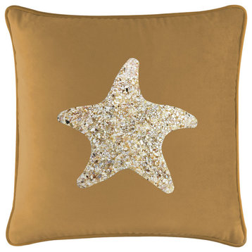 Sparkles Home Shell Starfish Pillow - 20x20" - Gold Velvet