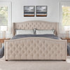 Marcella Upholstered Tufted Shelter Wingback Panel Bed, Sky Neutral Beige Polyester, King