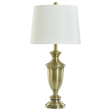 Steele Table Lamp, Antique Brass, Heavy White