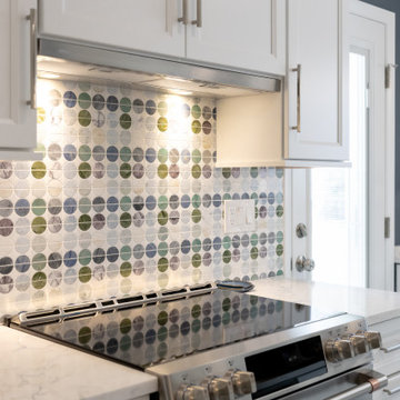 Custom White Kitchen with Calacatta Azulean Quartz Countertops