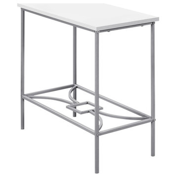 Accent Table Side End Narrow Small 2 Tier Metal Laminate White Grey