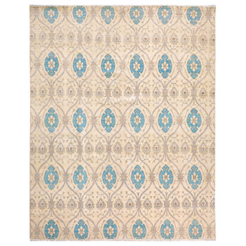 Contemporary Ziegler Israel Ivory Blue Hand-Knotted Wool Rug - 11'8'' x 14'11''