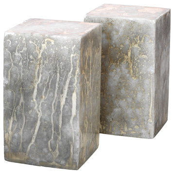 Silver Marble Slab Bookends, Set of 2