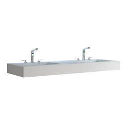 ADM Bathroom Design - ADM Rectangular Countertop Sink, White, 60" - Bathroom Sinks