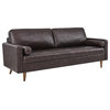 Modway Valour 81" Modern Style Top Grain Leather Sofa in Brown Finish