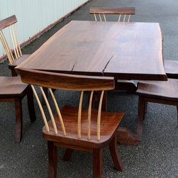 Live Edge Walnut Trestle Table And Spindle Chairs - Dining Sets