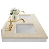 Maili Vanity Set, White With Galala Beige Natural Marble and Gold Hardware, 60"