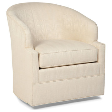Manning Swivel Chair, 8703 Alabaster Fabric, Finish: Tobacco