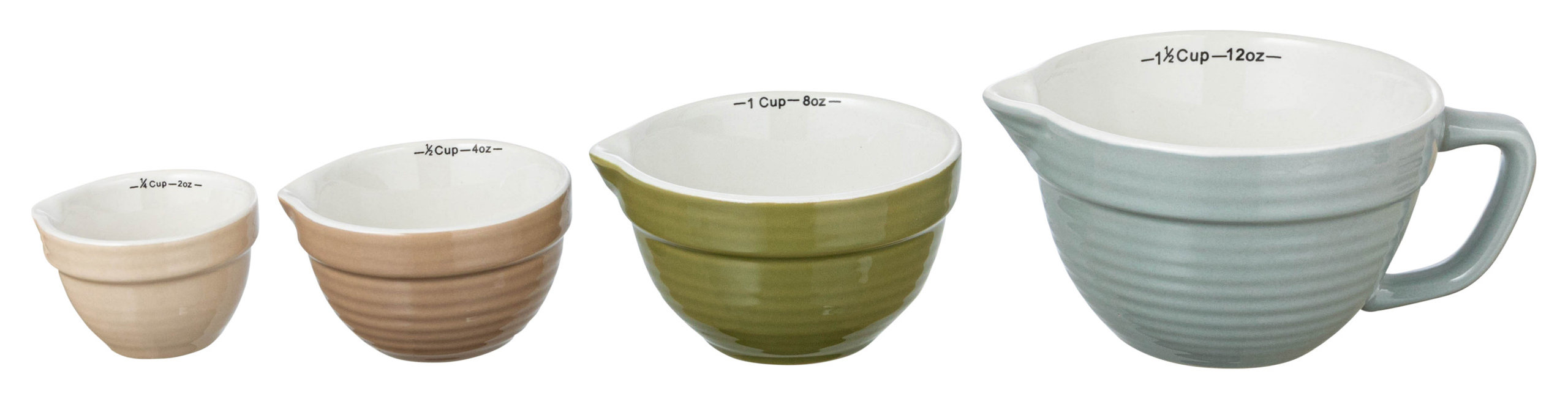 Cuphuzz Stoneware Batter Bowl Measuring Cups, 4-Piece Set - Contemporary ...