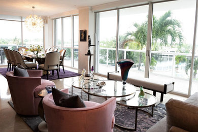 Example of a trendy living room design in Miami