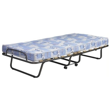 Pemberly Row Transitional Metal Folding Bed in Blue and White