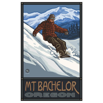 Paul A. Lanquist Mt. Bachelor Oregon Snowboarder Edge Art Print, 12"x18"