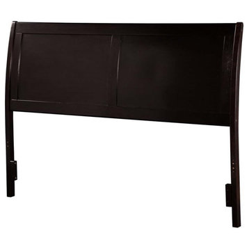 Leo & Lacey Wood Full Sleigh Headboard with USB Charging Station in Espresso