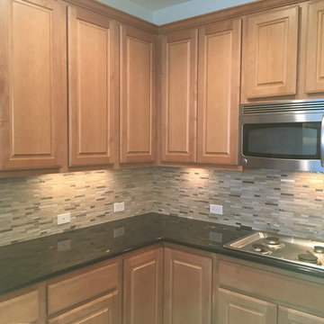 KITCHEN - Backsplash / Island - Mosaic Linear Stone, Glass, Metal