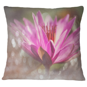 Pink Lotus On Abstract Background Floral Throw Pillow, 16"x16"