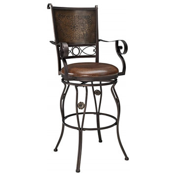 Big & Tall Copper Stamped Back Barstool With Arms
