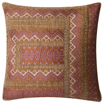 Pink Rust Poly Filled 22"x22" Decorative Throw Pillow by Loloi