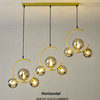 MIRODEMI® Sauze | Art Iron Chandelier with Ball-Shaped Ceiling Lights, Gold, 3 Heads - Horizontal Base, Milky Glass, Cool Light