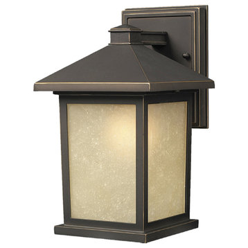 Holbrook 1 Light Outdoor Wall Light, Rubbed Bronze With Tinted Seedy Glass