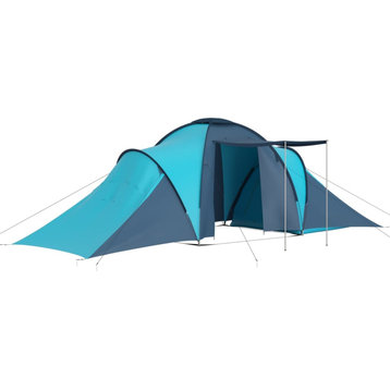 vidaXL Camping Tent Pop up Backpacking Tent for 6 Persons Blue and Light Blue