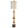 Stacked Gold Spheres Table Buffet Lamp, Midcentury Modern Metal Concrete