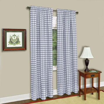 Buffalo Check Window Curtain Panel, 42"x84", Gray