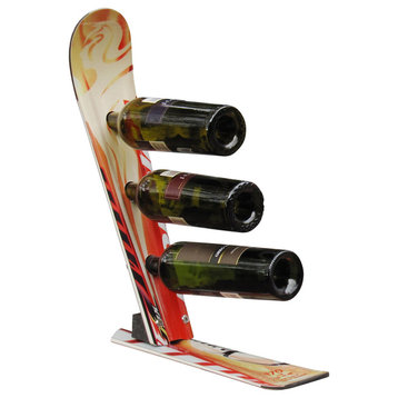 Snow Ski Wine Rack, 3 Bottle, 3 Color Combo