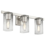 Livex Lighting - Clarion 3 Light Brushed Nickel Vanity Sconce - The clarion transitional three light vanity sconce will bring posh sophistication to your decor. The backplate and clear cylinder glass give this brushed nickel finish a sleek, contemporary look.