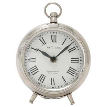 Traditional Silver Stainless Steel Metal Clock 40688