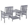 Vidaxl Patio Chairs With Tea Table and Cushions Solid Acacia Wood