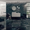 Marquina Black Marble Look Rectified Porcelain Tile Premium Polished, 40"x40"