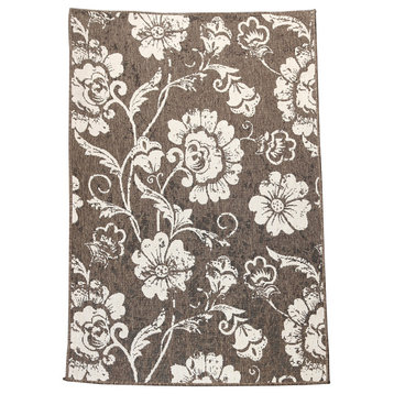 Floral Leaves Indoor/Outdoor Area Rug, Brown, 4'5"x7'