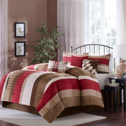 Madison Park - Madison Park Larson 7-Piece Comforter Set in Red - Comforters And Comforter Sets