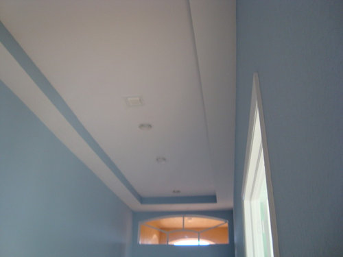 Long Entry Hallway With Tray Ceiling And Recessed Lighting Overhaul