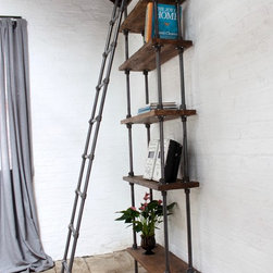 Brooklyn Handmade Reclaimed Scaffolding Boards and Dark Steel Pipe Bookcase with - Display & Wall Shelves