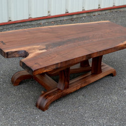 Live Edge Walnut Coffee Table with Tapered Base - Coffee Tables