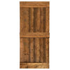 Stained Solid Pine Wood Sliding Barn Door, Walunt, 42"x84", Mid-Bar