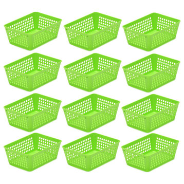 12-Pack Plastic Storage Baskets for Office Drawer, Desk, 32-1181-12, Green
